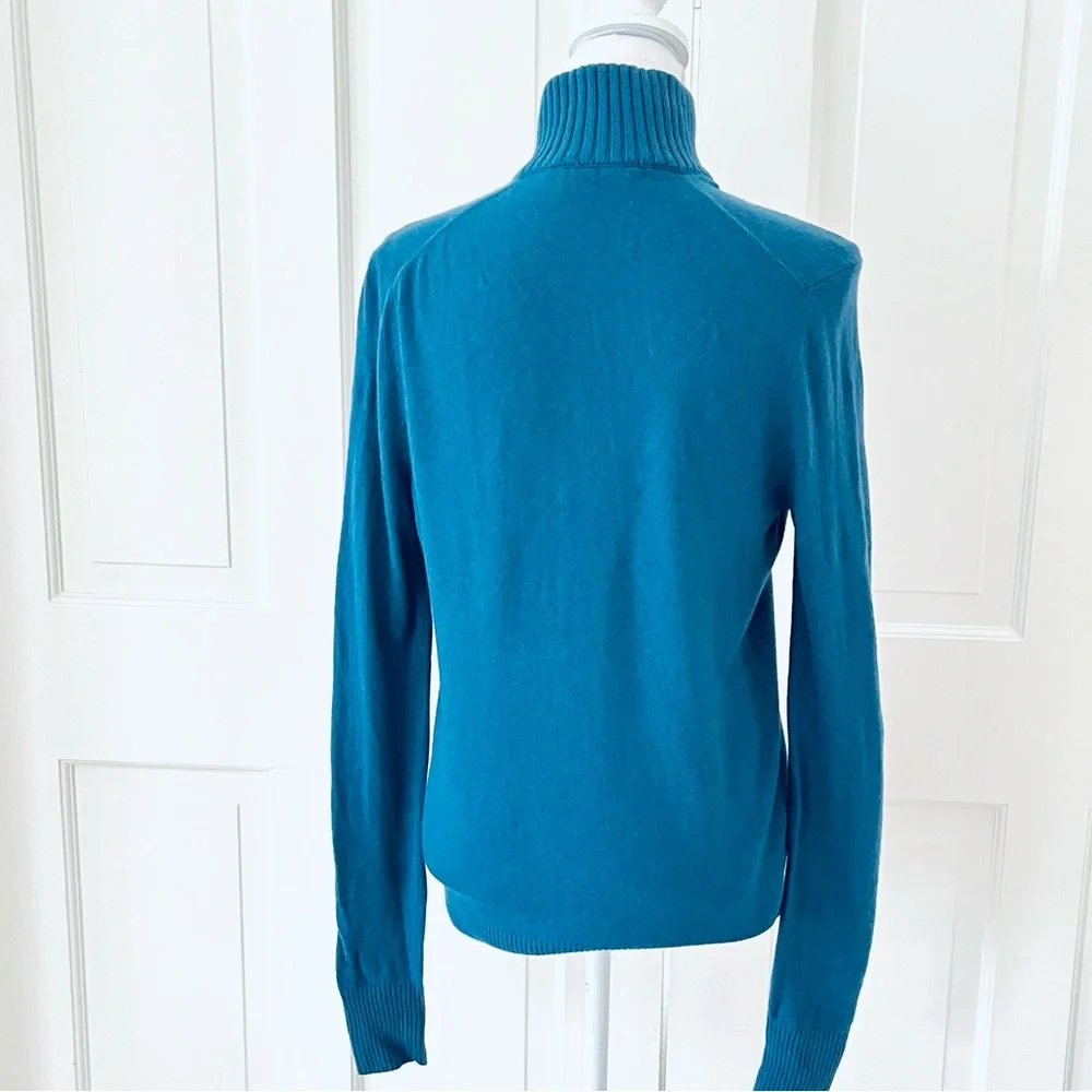 Tory Burch teal blue button up sweater S